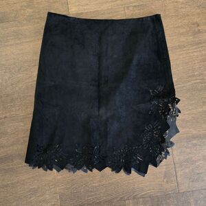 Parallel Suede Leather Lace Mini Cutout skirt size 6 S